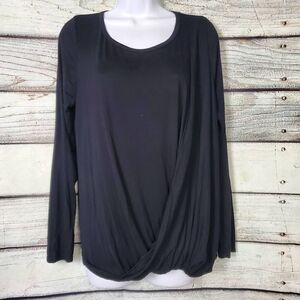 Vocal USA Women’s Black Long Sleeve Draped Hem Top Size Medium